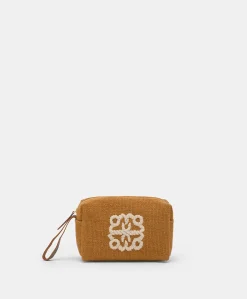 Donne Momonì Borse E Pochette-Make Up Bag Pira In Canvas Con Ricamo - Brandy