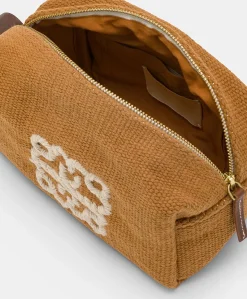 Donne Momonì Borse E Pochette-Make Up Bag Pira In Canvas Con Ricamo - Brandy