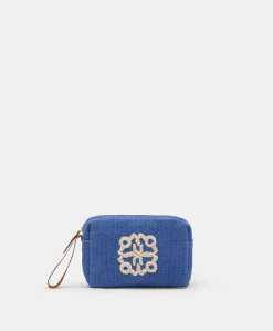 Donne Momonì Borse E Pochette-Make Up Bag Pira In Canvas Con Ricamo - Bluette