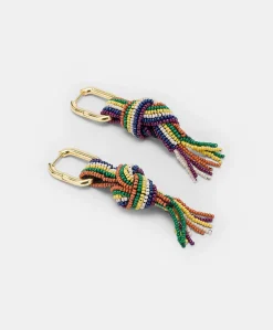 Donne Momonì Bijoux-Orecchini Nodu Con Perline - Verde/Multicolor