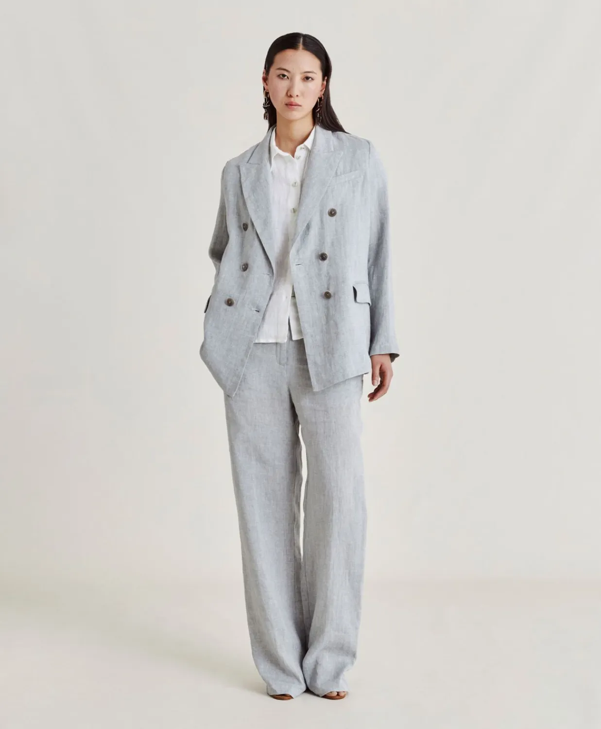 Donne Momonì Completi E Talleur-Pantalone Narciso In Lino Lurex - Grigio
