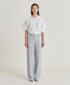 Donne Momonì Completi E Talleur-Pantalone Narciso In Lino Lurex - Grigio