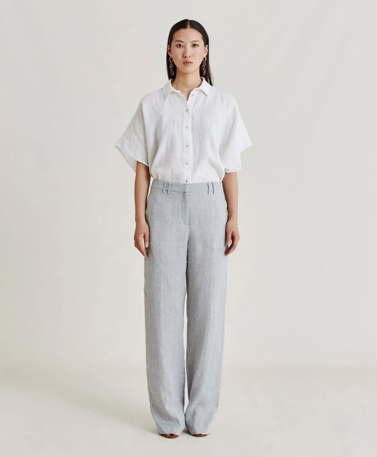 Donne Momonì Completi E Talleur-Pantalone Narciso In Lino Lurex - Grigio