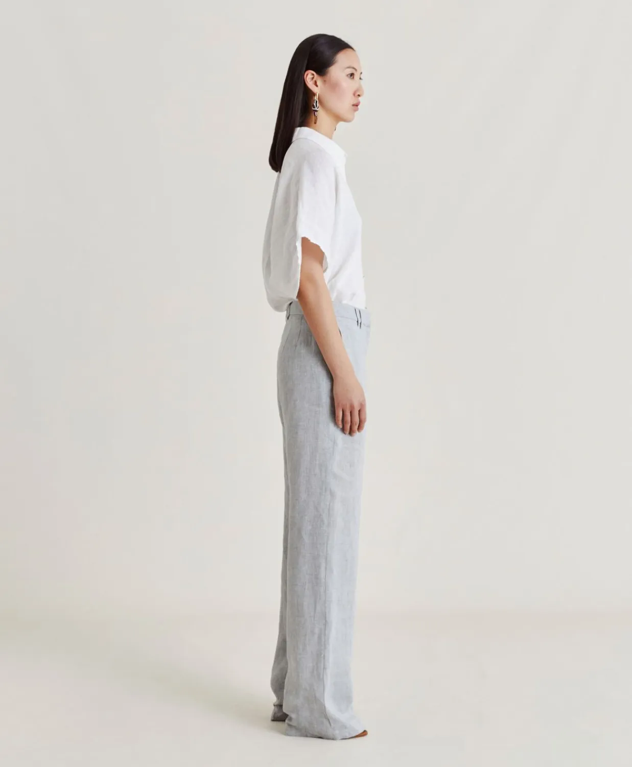 Donne Momonì Completi E Talleur-Pantalone Narciso In Lino Lurex - Grigio