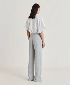 Donne Momonì Completi E Talleur-Pantalone Narciso In Lino Lurex - Grigio
