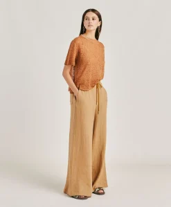 Donne Momonì Pantaloni E Shorts-Pantaloni Aliterru In Lino - Sabbia