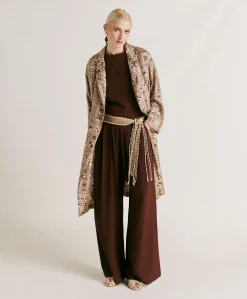 Donne Momonì Pantaloni E Shorts-Pantaloni Aspen In Acetato Seta - Cioccolato