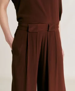 Donne Momonì Pantaloni E Shorts-Pantaloni Aspen In Acetato Seta - Cioccolato