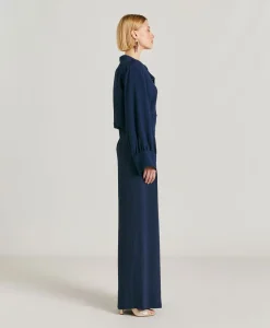 Donne Momonì Pantaloni E Shorts-Pantaloni Aspen In Acetato Seta - Blu Notte