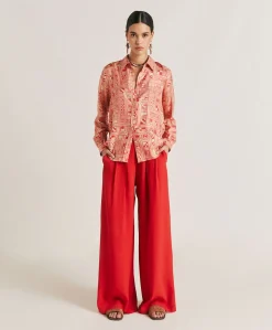 Donne Momonì Pantaloni E Shorts-Pantaloni Aspen In Acetato Seta - Azalea