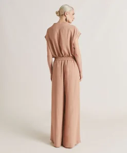 Donne Momonì Pantaloni E Shorts-Pantaloni Aspen In Acetato Seta - Nudo