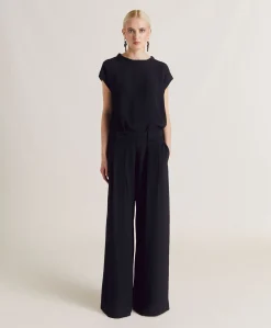 Donne Momonì Pantaloni E Shorts-Pantaloni Aspen In Acetato Seta - Nero