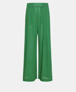 Donne Momonì Pantaloni E Shorts-Pantaloni Aspen In Voile Cotone Stampato - Smeraldo