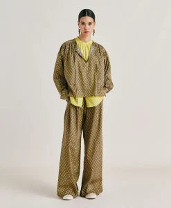 Donne Momonì Pantaloni E Shorts-Pantaloni Aspen In Voile Cotone Stampato - Olio