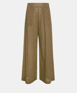 Donne Momonì Pantaloni E Shorts-Pantaloni Aspen In Voile Cotone Stampato - Olio
