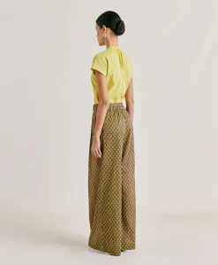 Donne Momonì Pantaloni E Shorts-Pantaloni Aspen In Voile Cotone Stampato - Olio