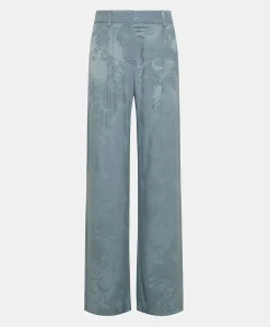 Donne Momonì Completi E Talleur-Pantaloni Austin In Cupro Jacquard - Cielo