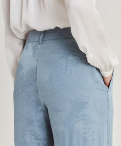 Donne Momonì Completi E Talleur-Pantaloni Austin In Cupro Jacquard - Cielo