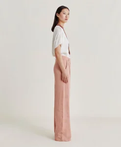 Donne Momonì Completi E Talleur-Pantaloni Austin In Cupro Jacquard - Rosato