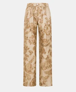 Donne Momonì Pantaloni E Shorts-Pantaloni Austin In Twill Di Seta - Cipria Multicolor