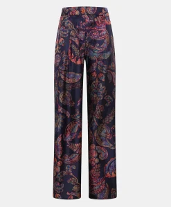 Donne Momonì Completi E Talleur-Pantaloni Austin In Twill Di Seta - Blu Notte Multicolor