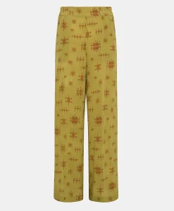 Donne Momonì Pantaloni E Shorts-Pantaloni Baccarat In Crepe De Chine - Lime/Vino