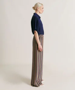 Donne Momonì Pantaloni E Shorts-Pantaloni Baccarat In Jersey Lurex A Righe - Multicolor Verde