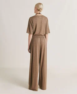 Donne Momonì Pantaloni E Shorts-Pantaloni Baccarat In Jersey Lurex - Fango