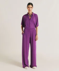 Donne Momonì Pantaloni E Shorts-Pantaloni Baccarat In Jersey Lurex - Ciclamino