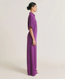 Donne Momonì Pantaloni E Shorts-Pantaloni Baccarat In Jersey Lurex - Ciclamino