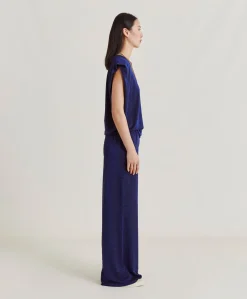 Donne Momonì Pantaloni E Shorts-Pantaloni Baccarat In Jersey Lurex - Bluette