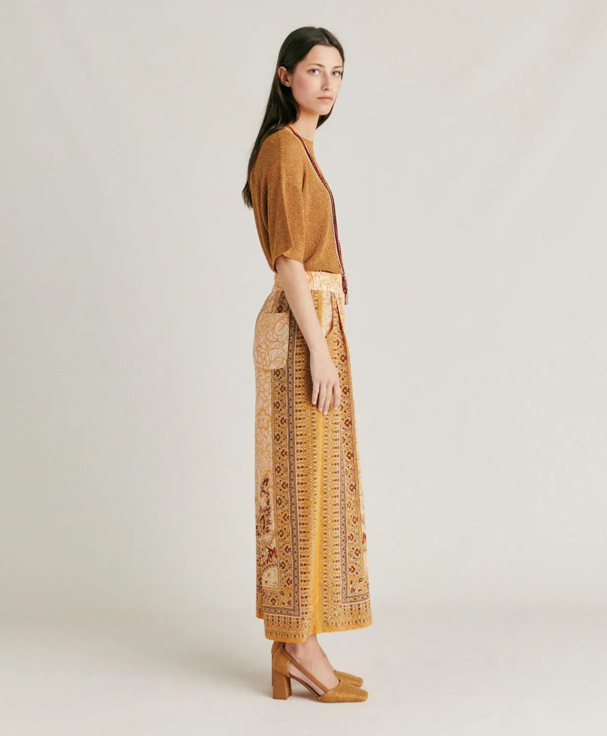Donne Momonì Pantaloni E Shorts-Pantaloni Boracay In Crepe De Chine - Bruciato/Multicolor