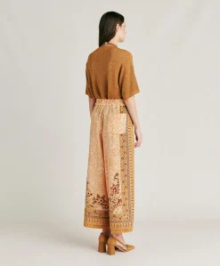 Donne Momonì Pantaloni E Shorts-Pantaloni Boracay In Crepe De Chine - Bruciato/Multicolor