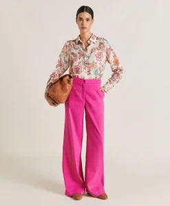 Donne Momonì Pantaloni E Shorts-Pantaloni Candeo In Lino Cotone - Fucsia