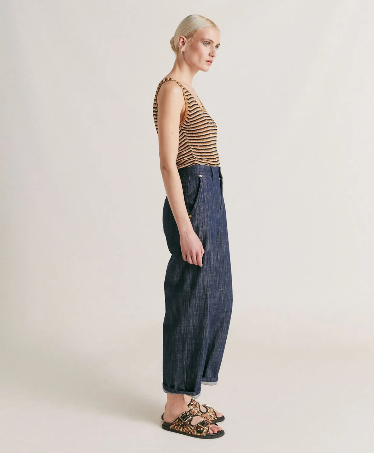 Donne Momonì Pantaloni E Shorts-Pantaloni Fucsia Bis In Denim - Blu Jeans