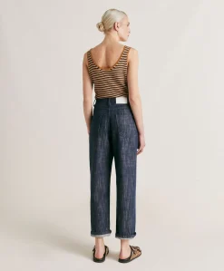 Donne Momonì Pantaloni E Shorts-Pantaloni Fucsia Bis In Denim - Blu Jeans