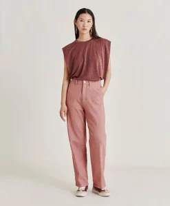 Donne Momonì Pantaloni E Shorts-Pantaloni Fucsia Bis In Denim - Rosa Antico