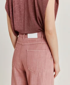 Donne Momonì Pantaloni E Shorts-Pantaloni Fucsia Bis In Denim - Rosa Antico