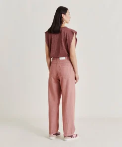 Donne Momonì Pantaloni E Shorts-Pantaloni Fucsia Bis In Denim - Rosa Antico