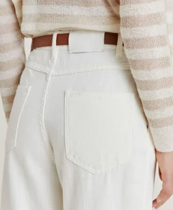 Donne Momonì Pantaloni E Shorts-Pantaloni Fucsia Bis In Denim - Panna