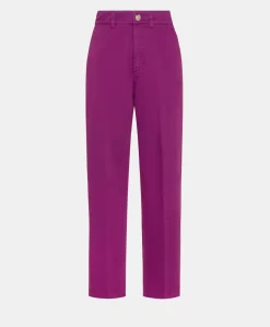 Donne Momonì Pantaloni E Shorts-Pantaloni Fucsia Bis In Gabardina - Ciclamino