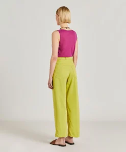 Donne Momonì Pantaloni E Shorts-Pantaloni Fucsia Bis In Gabardina - Acido