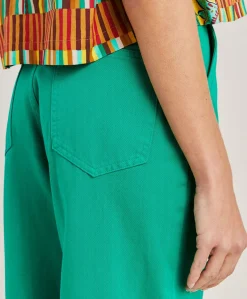 Donne Momonì Pantaloni E Shorts-Pantaloni Fucsia Bis In Gabardina - Smeraldo
