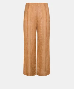 Donne Momonì Pantaloni E Shorts-Pantaloni Ginepro In Viscosa Lino - Panna/Ruggine