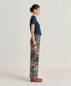 Donne Momonì Pantaloni E Shorts-Pantaloni Ginepro In Viscosa Lino - Multicolor Blu