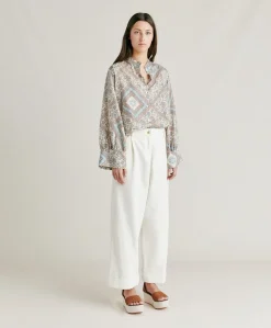 Donne Momonì Pantaloni E Shorts-Pantaloni Grecale In Denim - Panna