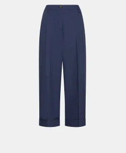 Donne Momonì Pantaloni E Shorts-Pantaloni Grecale In Popeline - Blu