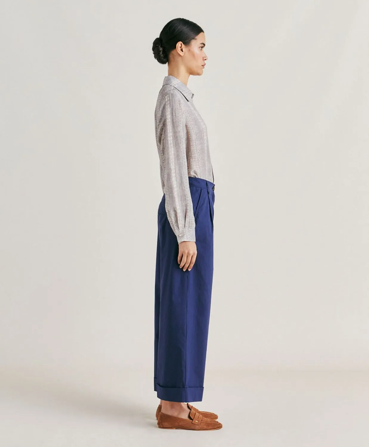 Donne Momonì Pantaloni E Shorts-Pantaloni Grecale In Popeline - Blu