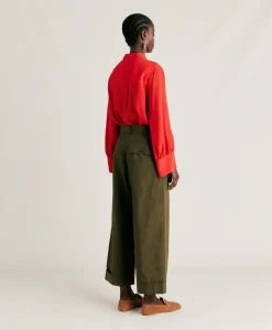 Donne Momonì Pantaloni E Shorts-Pantaloni Grecale In Popeline - Army