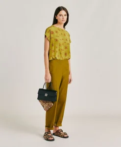 Donne Momonì Pantaloni E Shorts-Pantaloni Haiti In Gabardina - Oliva